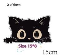 1/2PCS Auto auf kleber Armen Katze stielt mit großen Augen Uhr PVC-Aufkleber