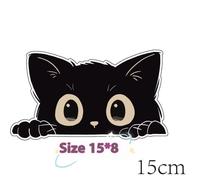 1/2PCS Auto auf kleber Armen Katze stielt mit großen Augen Uhr PVC-Aufkleber