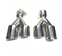 1 Paar 63MM-89MM Doppelschicht-Edelstahl 1 Bis 2 Doppelrohr-Auspuffschalldämpfer Universal-Auto-Endrohre Auspuffblende Auto(73MM IN-101MM OUT)