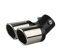 1 Stück Universeller 63-mm Einlass Doppelrohr Gebogener Endrohr Schalldämpfer Auspuffblende Mit Zierleiste Modifizierte Fahrzeug Heckauspuffanlage(Black silver A)