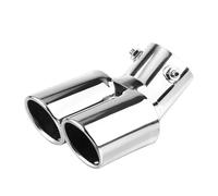 1 Stück Universeller 63-mm Einlass Doppelrohr Gebogener Endrohr Schalldämpfer Auspuffblende Mit Zierleiste Modifizierte Fahrzeug Heckauspuffanlage(Silver)