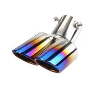 1 Stück Universeller 63-mm Einlass Doppelrohr Gebogener Endrohr Schalldämpfer Auspuffblende Mit Zierleiste Modifizierte Fahrzeug Heckauspuffanlage(Blued A)