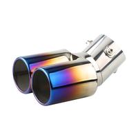 1 Stück Universeller 63-mm Einlass Doppelrohr Gebogener Endrohr Schalldämpfer Auspuffblende Mit Zierleiste Modifizierte Fahrzeug Heckauspuffanlage(Blued)