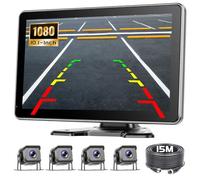 10.1 Zoll IPS Monitor Digitales Kabellos Rückfahrkamera Set Roinvou mit BSD, IP68 Wasserdicht 1080P/720P Rückfahrkameras Funk 4 Kamera, Nachtsicht, Einparkhilfe, LKW/Anhänger/PKW/Wohnmobil 12V 24V
