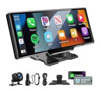 10,26 Zoll Apple Carplay Display für Apple Car Play & Android Auto, Carplay Android Auto Display mit Rückfahrkamera 1080P HD/Bluetooth/FM/AUX/Mirror Link/Siri/G00gle Assistant/GPS Navigation für Auto