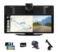 10,26 Zoll Carplay Display - Wireless Android Auto Car Play Display mit 4K Dashcam 1080P Rückfahrkamera IPS Touchscreen Bluetooth Mirror Link Split Screen FM Radio/AUX 64G TF