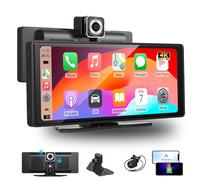 10,26 Zoll Tragbares Autoradio mit Wireless CarPlay Android Auto Display | 4K Dashcam & 1080P Rückfahrkamera, 3-in-1 mit IPS Touchscreen, Car play Bluetooth/FM/AUX/TF-Karte, Plug & Play