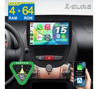 10" 4+64GB Android15 Autoradio Carplay für Citroen C1 Peugeot 107 Toyota Aygo I