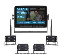 VSG24 10“ Element Wired PRO HD Funk Rückfahrsystem mit 4 Kameras für Wohnmobil & LKW, KFZ Set Rückfahrkamera kabellos + Monitor DIY Nachrüsten 12V-24V Kamera digital Auto Rückspiegel Pferdeanhänger