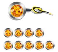 10 Stück 3/4" Auto Runde LED Seitenleuchten 1,9cm Seitenmarkierungsleuchte 12V 24V Universal Kontrollleuchte Begrenzungsleuchten Positionsleuchten für Anhänger Lastwagen LKW (Gelb mit Chromtüllen)