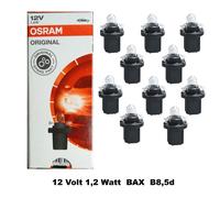 10 Stück Osram 2721MF Bax 12V 1,2W B8.5d Kunststoff Sockellampe schwarz O58w