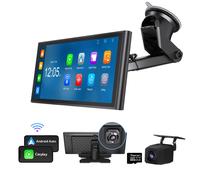 10" Tragbares Autoradio Wireless Apple Carplay Android Auto DVR +Rückfahrkamera