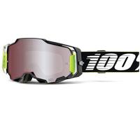 100% Armega HiPER Racr Motocross Brille, schwarz/weiß/grün, Einheitsgröße