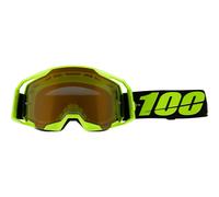 100% Armatic Neon Yellow Crossbrille MTB Moto Bike UHD Gläser gold verspiegelt