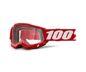 100% MÁSCARAS Unisex Erwachsene Accuri 2 Goggle Red-Clear Lens Brille, Neon/Rot (Mehrfarbig), Einheitsgröße