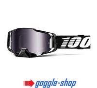 100% Percent ARMEGA Motocross Brille - Schwarz / Ultra HD Silber Spiegelglas