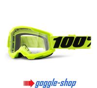 100% STRATA 2 Motocross MX Bike MTB Brille Flou Gelb Klar / Spiegelglas