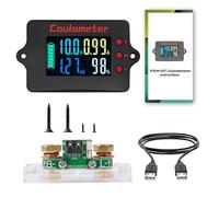 100A Batteriewächter 12V 24V 36V 48V Batteriemonitor 8-120V Battery guard Universal Lithium Batterie Spannung Amperemeter Reiner Kupferstrom + 2m USB Kabel (Farbbildschirm)