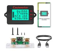 100A Batteriewächter 12V 24V 36V 48V Batteriemonitor 8-120V Battery guard Universal Lithium Batterie Spannung Amperemeter Reiner Kupferstrom + 2m USB Kabel (monochromer Bildschirm)