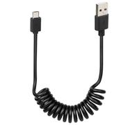 100cm Mikro-USB Ladekabel Spiralkabel - Perfekt für PKW und Motorrad, schwarz