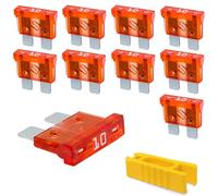 10A KFZ Sicherungen | 12V 24V 32V | 10 Stück | Stecksicherungen für Stromdieb & Sicherungshalter | 19mm Flachsicherungen für Auto, Boot, Motorrad, Wohnmobil & Roller | Ersatzsicherungen