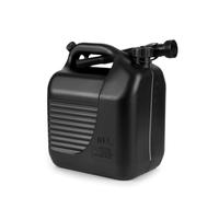 10L Benzinkanister mit Einfüllstutzen, Schraubdeckel, Entlüftungsventil, Kunststoff, Schwarz, ADR/RID/IMDG/IATA zugelassen, für leicht entzündliche, giftige, korrosive Stoffe, Made in EU