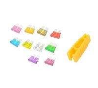 10x Auto Flachsicherungen mit Mini-Werkzeug - 3A bis 40A - KFZ Sicherung Set in 10 Farben inkl. Sicherungszieher - Standardgröße für Pkw, Motorrad & Boot