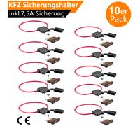 10x KFZ Kabel Sicherungshalter 12V Flachsicherungshalter m. rotem Kabelanschluss