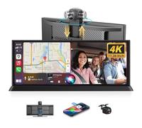 11,26 Zoll Carplay Display 4K Carplay Android Auto Display mit 350° Frontkamera Auto Display Car Play Bildschirm, Buddy Display mit Siri G-oogle GPS Navigation Loop Aufnahme OEM Halterung