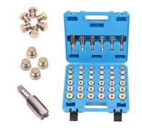 114 Stück Automotive Ölablassschraube Reparatursatz, M13 M15 M17 M20 M22 Größen, Gewindereparaturwerkzeug Set mit Trage, Ablasswannen Automotive Umgewindewerkzeuge Kit für Auto Wartung