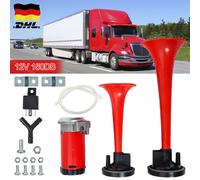 115 DB Fanfare Hupe Druckluft Horn Nebelhorn Chrom mit Kompressor 12V PKW LKW DE