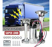 115DB 12V Fanfare Hupe Druckluft Horn Nebelhorn Chrom mit Kompressor Bus PKW LKW