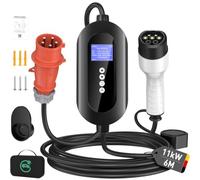 11kW Mobile Wallbox[3-phasig,6m,8-16A], Typ 2 Ladekabel mit 16A CEE Adapter | Mobile Ladestation Einstellbare Leistung & Ladezeit, Ladekabel e Auto für Allen Gängigen EV & PHEVS