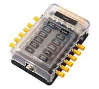 12 Sicherungshalter Minuspol Boot Wohnmobil Wohnwagen Solaranlage Auto Verteilerblock Wohnmobilanhänger KFZ Sicherungskasten 12v - 32v Sicherungsblock Rote LED-Anzeige