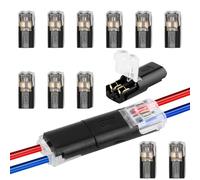 12 Stück Kabelverbinder Wasserdicht 12V, 2-Polige Steckverbinder, Kfz-Stecker 2-Polig, Crimp-Klemmen für Kfz-Lkw 18-22 AWG-Kabel