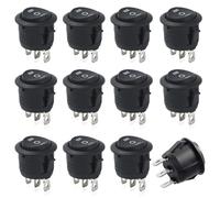 12 Stück Kippschalter 3 Positionen, Wippschalter 12v schalter 3 Polig, Mini Wechselschalter Rund, Kippschalter 12v Runde Lampenschalter Einbauschalter Einrastbare für Auto Boot Haushaltsgeräte