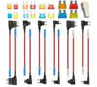 12 Stück Mini Micro Micro2 Standard Sicherung Kfz Standard Flachsicherungen, 16 Stück Mini Micro Micro2 Standard Flachsicherungsadapter, Auto Sicherungsadapter Kfz Sicherungen 5A/10A/15A/20A(Mixed）