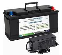 12 V 100 Ah LifePo4-Batterie,Autobatterien,bis zu 8000 tiefe Zyklen, LiFePo4 mit 100A BMS für Wohnwagen, Wohnmobile, Solar, Marine, Wohnmobile, Golfwagen, etc. Inklusive Ladegerät