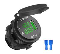 12 V / 24 V Schnell Ladung 3,0 Auto Zigaretten Anzünder USB Ladegerät Led Voltmeter Amperemeter Schwarz Und Grün