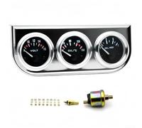 12 V 52 mm Dreifach-Messgerät für Auto-Armaturenbrett, Öldruck-Spannungsmesser, Auto-Diagnosegerät mit 20,3 cm für NPT-Sensor, Chrom-Metallgehäuse für Fahrzeugsystem (schwarz-weiß)