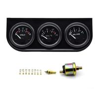 12 V 52 mm Dreifach-Messgerät für Auto-Armaturenbrett, Öldruck-Spannungsmesser, Auto-Diagnosegerät mit 20,3 cm für NPT-Sensor, Chrom-Metallgehäuse für Fahrzeugsystem (schwarz)