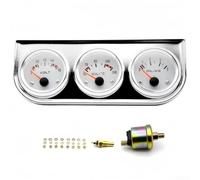 12 V 52 mm Dreifach-Messgerät für Auto-Armaturenbrett, Öldruck-Spannungsmesser, Auto-Diagnosegerät mit 20,3 cm für NPT-Sensor, Chrom-Metallgehäuse für Fahrzeugsystem (weiß)