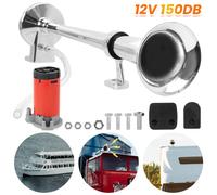 12V 115DB Fanfare Hupe Druckluft Horn Nebelhorn Chrom mit Kompressor KFZ LKW PKW