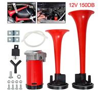 12V,115DB Fanfare Hupe Druckluft Horn Nebelhorn Chrom mit Kompressor PKW LKW Bus
