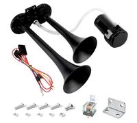 12V 150db LKW Hupe, Schwarz Super Laut Doppelrohr Horn Lufthorn Kit mit Kompressor für Alle 12V Fahrzeuge LKW Lörries Züge Boote Cars Vans Motorrad