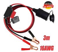 12V/24V Krokodilklemmen Kfz Steckdose, Zigarettenanzünder Batterie 16AWG 3m NeU