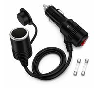 12V-24V Zigarettenanzünder Verlängerungskabel mit Schalter, 50cm Zigarettenanzünder Verlängerung, Verlängerungskabel mit Schalter und 15A Fused Sicherung Geeignet für Auto, Motorrad, LKW, Wohnmobil