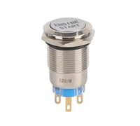 12V Auto Startknopf, 19mm Zündschloss Engine Start Button Motorstart Druckknopf Wasserdicht LED-tastenschalter Zündstarter Zündstartschalter, für Motor Traktor (Silbernes Gehäuse aus Edelstahl)