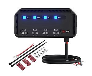 12v KFZ Sicherungskasten mit Relais, Universal 12v Sicherungskasten Auto mit LED-Warnanzeige 4 Fach Sicherungshalter Sicherungsblock für Motorrad, Auto, LKW, Scheinwerfer, Navigation, Marine, SUV