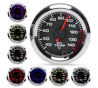 12V Öltemperaturanzeige,Öltemperaturanzeige 52mm/2.0in 40-140℃ Display 7 Farben Hintergrundbeleuchtung Schwarzes Zifferblatt für 12V Autos